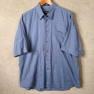 Villini Shirt Mens XL Blue Striped Button Down Short Sleeve Cotton Casual